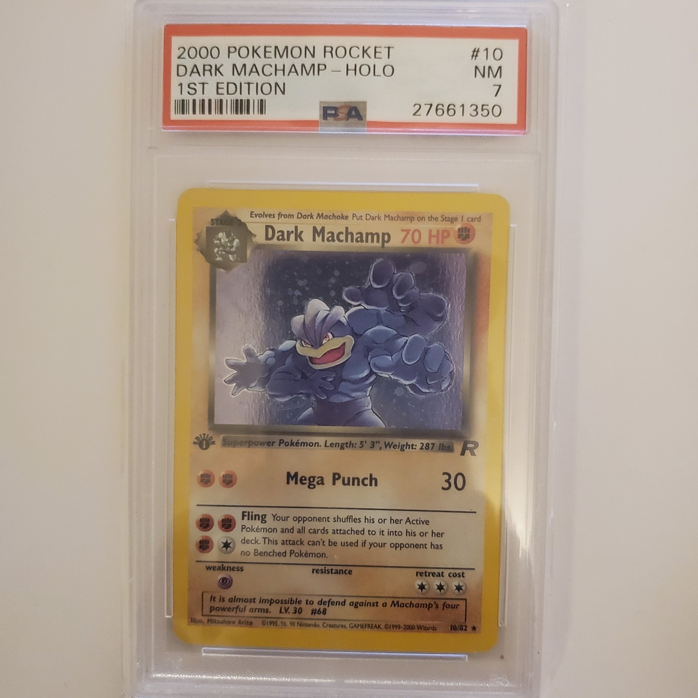 Pokemon Dark Machamp Holo Card - Yellow and Blue